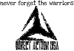 NEVER FORGET THE WARRIORS DIRECT ACTION USA trademark