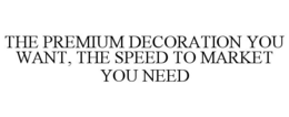 THE PREMIUM DECORATION YOU WANT, THE SPEED TO MARKET YOU NEED trademark