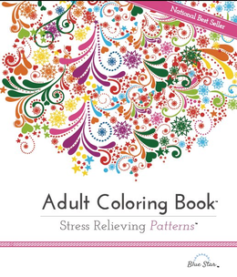NATIONAL BEST SELLER, ADULT COLORING BOOK, STRESS RELIEVING PATTERNS, BLUE STAR trademark