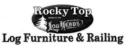 ROCKY TOP HOME OF THE LOGHEADS LOG FURNITURE & RAILING trademark