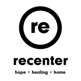 RE RECENTER HOPE · HEALING · HOME trademark