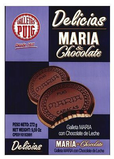 GALLETAS PUIG DESDE 1911 DELICIAS GALLETA MARIA CON CHOCOLATE DE LECHE MARIA & CHOCOLATE trademark