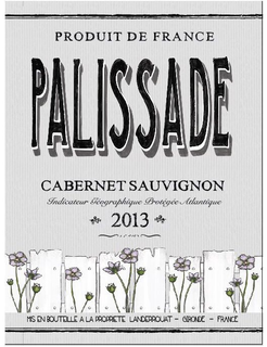 PALISSADE PRODUIT DE FRANCE CABERNET SAUVIGNON INDICATEUR GEOGRAPHIQUE PROTÉGÉE ATLANTIQUE 2013 MS EN BOUTEILLE A LA PROPRIETE LANDERROUAT - GIRONDE - FRANCE trademark
