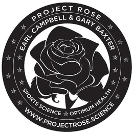 PROJECT ROSE EARL CAMPBELL & GARY BAXTER SPORT SCIENCE & OPTIMUM HEALTH WWW.PROJECTROSE.SCIENCE trademark
