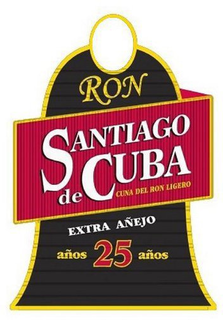 RON SANTIAGO DE CUBA CUNA DEL RON LIGERO EXTRA ANEJO ANOS 25 ANOS trademark