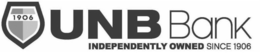 1906 UNB BANK INDEPENDENTLY OWNED SINCE 1906 trademark