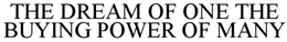 THE DREAM OF ONE THE BUYING POWER OF MANY trademark