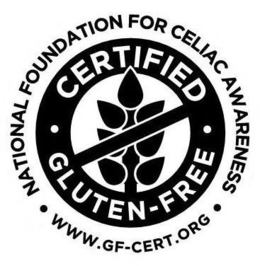 NATIONAL FOUNDATION FOR CELIAC AWARENESS WWW.GF-CERT.ORG CERTIFIED GLUTEN-FREE trademark
