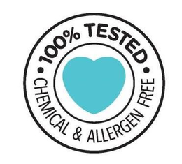 · 100% TESTED · CHEMICAL & ALLERGEN FREE trademark