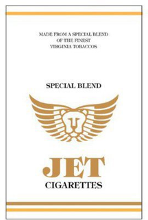 MADE FROM A SPECIAL BLEND OF THE FINEST VIRGINIA TOBACCOS SPECIAL BLEND JET CIGARETTES trademark