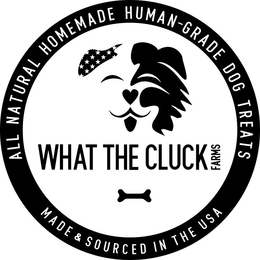 WHAT THE CLUCK FARMS ALL NATURAL HOMEMADE HUMAN-GRADE DOG TREATS MADE & SOURCED IN THE USA trademark