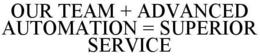 OUR TEAM + ADVANCED AUTOMATION = SUPERIOR SERVICE trademark