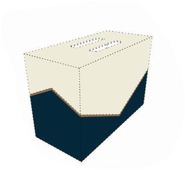 CONFIGURATION OF BOX IN COLORS CREAM, GOLD AND BLUE trademark