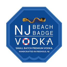 NJ BEACH BADGE VODKA SMALL BATCH PREMIUM VODKA HANDCRAFTED IN FREEHOLD, NJ trademark