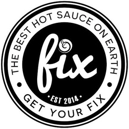 THE BEST HOT SAUCE ON EARTH FIX · EST 2014 · · GET YOUR FIX · trademark