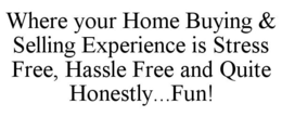 WHERE YOUR HOME BUYING & SELLING EXPERIENCE IS STRESS FREE, HASSLE FREE AND QUITE HONESTLY...FUN! trademark