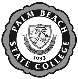 PALM BEACH STATE COLLEGE SABIDURIA ES PODER 1933 trademark