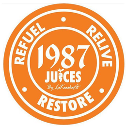 1987 JUICES BY LAKEASHAFIT REFUEL RELIVE RESTORE trademark