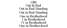 OIB OUT IN BAD OUT IN BAD STANDING OUT IN BAD STANDING ONE IN BROTHERHOOD 1 IN BROTHERHOOD #1 IN BROTHERHOOD ONE IN BROTHER-HOOD trademark