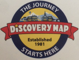 DISCOVERY MAP THE JOURNEY STARTS HERE ESTABLISHED 1981 trademark
