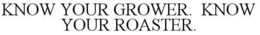 KNOW YOUR GROWER. KNOW YOUR ROASTER. trademark