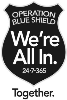 OPERATION BLUE SHIELD WE'RE ALL IN. 24-7-365 TOGETHER. trademark