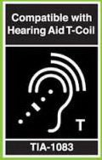 COMPATIBLE WITH HEARING AID T-COIL T TIA-1083 trademark