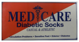 MED CARE DIABETIC SOCKS CASUAL & ATHLETIC CIRCULATION PROBLEMS · SENSITIVE FEET · EDEMA · DIABETES trademark