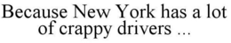 BECAUSE NEW YORK HAS A LOT OF CRAPPY DRIVERS ... trademark