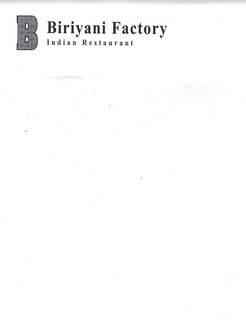 B BIRIYANI FACTORY INDIAN RESTAURANT trademark