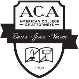 ACA AMERICAN COLLEGE OF ATTORNEYS DECUS · JURIS  · VERUM 1787 trademark
