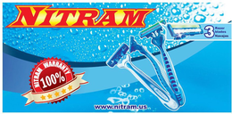 NITRAM 3 RAZOR BLADES NAVAJAS NITRAM WARRANTY 100% WWW.NITRAM.US trademark