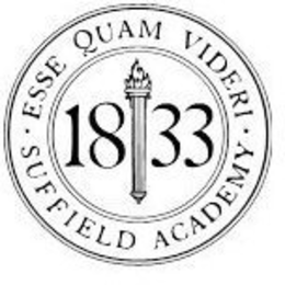 SUFFIELD ACADEMY ESSE QUAM VIDERI 1833 trademark
