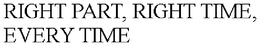 RIGHT PART, RIGHT TIME, EVERY TIME trademark