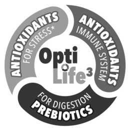 OPTI LIFE 3 ANTIOXIDANTS IMMUNE SYSTEM FOR DIGESTION PREBIOTICS ANTIOXIDANTS FOR STRESS* trademark