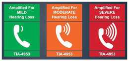 AMPLIFIED FOR MILD HEARING LOSS TIA 4953 AMPLIFIED FOR MODERATE HEARING LOSS TIA-4953 AMPLIFIED FOR SEVERE HEARING LOSS TIA-4953 trademark