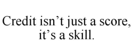 CREDIT ISN'T JUST A SCORE, IT'S A SKILL. trademark