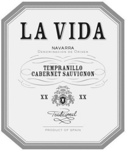 LA VIDA NAVARRA DENOMINACION DE ORIGEN TEMPRANILLO CABERNET SAUVIGNON XX XX TRADICIONAL PRODUCT OF SPAIN trademark