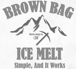 BROWN BAG ICE MELT WORKS DOWN TO -20° SIMPLE, AND IT WORKS trademark