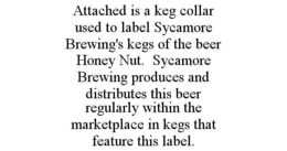 ATTACHED IS A KEG COLLAR USED TO LABEL SYCAMORE BREWING'S KEGS OF THE BEER HONEY NUT. SYCAMORE BREWING PRODUCES AND DISTRIBUTES THIS BEER REGULARLY WITHIN THE MARKETPLACE IN KEGS THAT FEATURE THIS LABEL. trademark