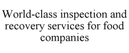 WORLD-CLASS INSPECTION AND RECOVERY SERVICES FOR FOOD COMPANIES trademark