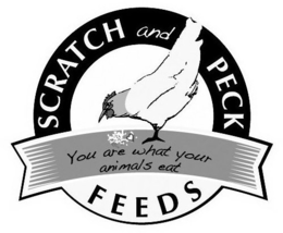 SCRATCH AND PECK FEEDS YOU ARE WHAT YOUR ANIMALS EAT trademark
