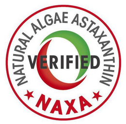 NATURAL ALGAE ASTAXANTHIN VERIFIED NAXA trademark