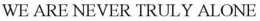 WE ARE NEVER TRULY ALONE trademark