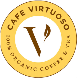 V CAFE VIRTUOSO 100% ORGANIC COFFEE & TEA trademark
