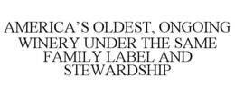 AMERICA'S OLDEST, ONGOING WINERY UNDER THE SAME FAMILY LABEL AND STEWARDSHIP trademark