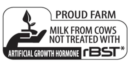 PROUD FARM MILK FROM COWS NOT TREATED WITH ARTIFICIAL GROWTH HORMONE RBST* trademark