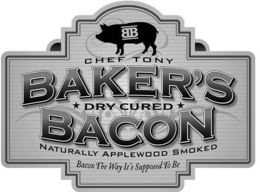 CHEF TONY BAKER'S DRY CURED BACON NATURALLY APPLEWOOD SMOKED BACON THE WAY IT'S SUPPOSED TO BE trademark