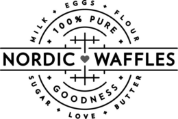 NORDIC WAFFLES 100% PURE GOODNESS MILK + EGGS + FLOUR SUGAR + LOVE + BUTTER trademark