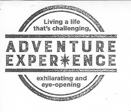 ADVENTURE EXPERIENCE LIVING A LIFE THAT'S CHALLENGING, EXHILARATING AND EYE-OPENING trademark